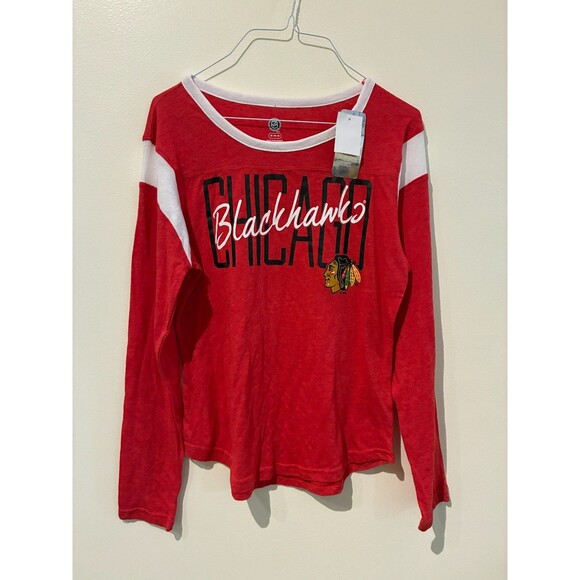 NWT NHL Chicago Blackhawks Red Long-Sleeve Tee - Women's M - Picture 1 of 5